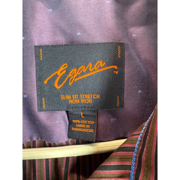 Egara Mens Slim Fit Stretch No Iron Long Sleeve‎ Button Up Shirt Mens Size Large - Picture 4 of 5